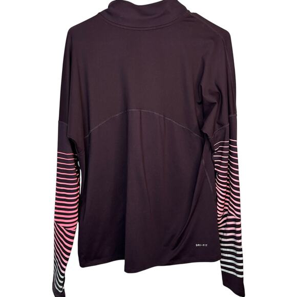 Nike Dri-Fit Half Zip Running Top Purple Stripe Sleeve Women’s Large Long Sleeve - Picture 3 of 10